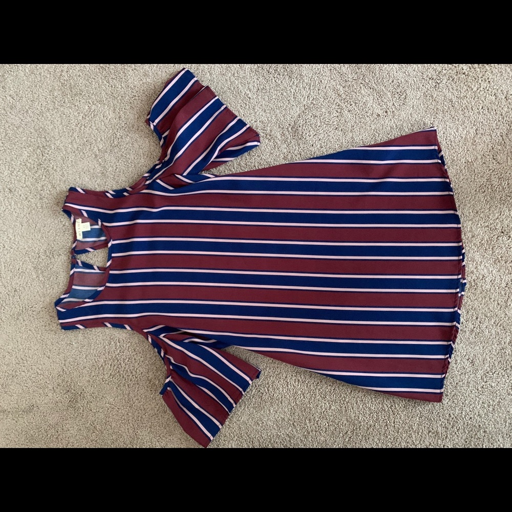 Maroon and navy striped dress